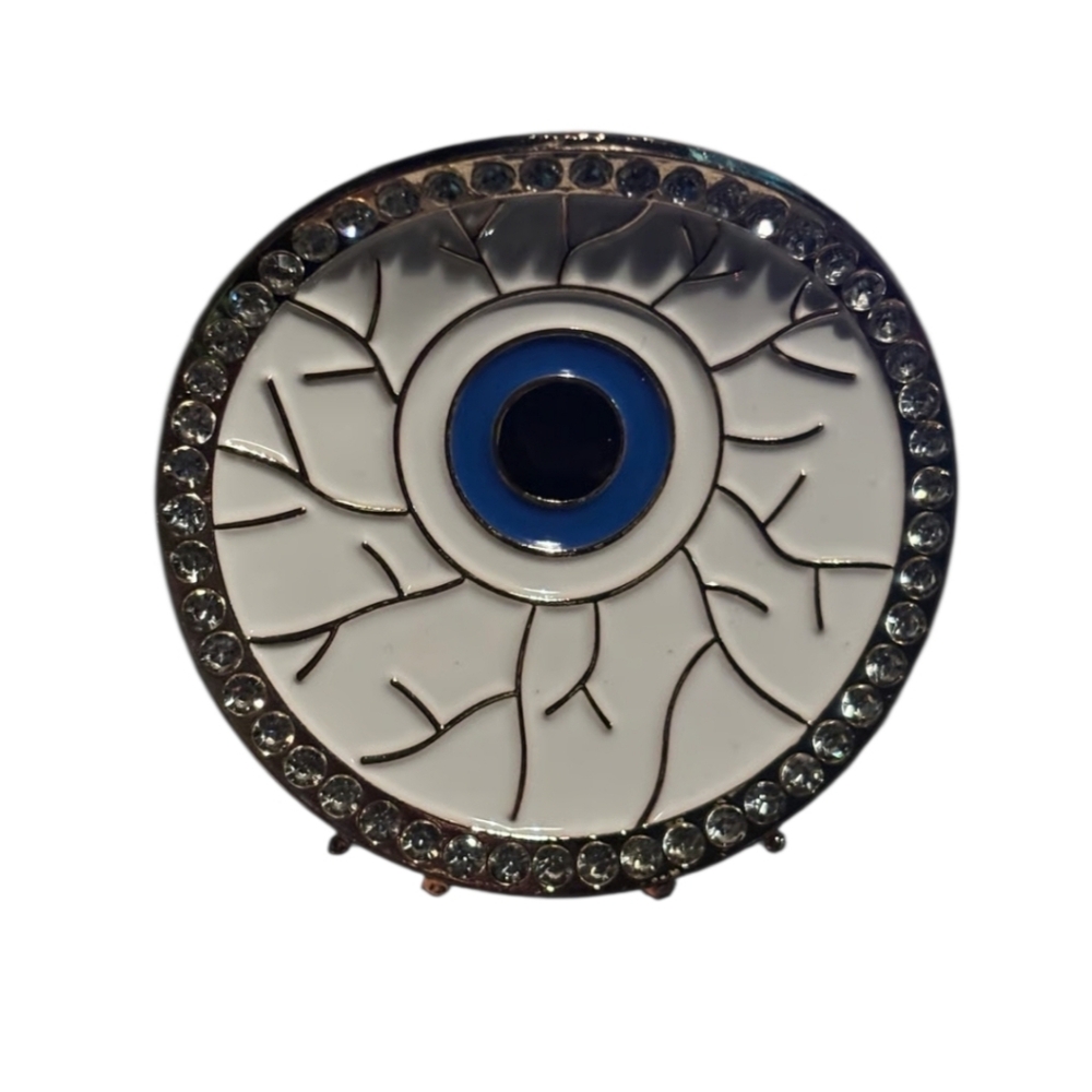 Piper K - 'BOO' Metal & Enamel Eyeball w/ Rhinestones NEW - Picture 2 of 5